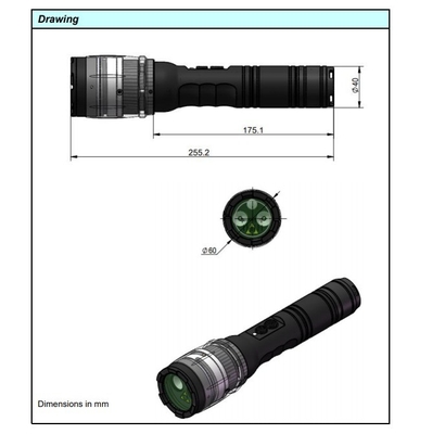 Corpo de liga de alumínio 520nm Tocha de laser verde de alta potência para distância efetiva de 3-30m